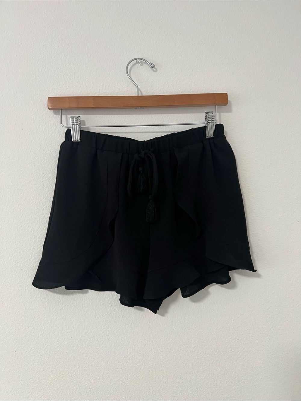 Joe B Black Ruffle Drawstring Shorts